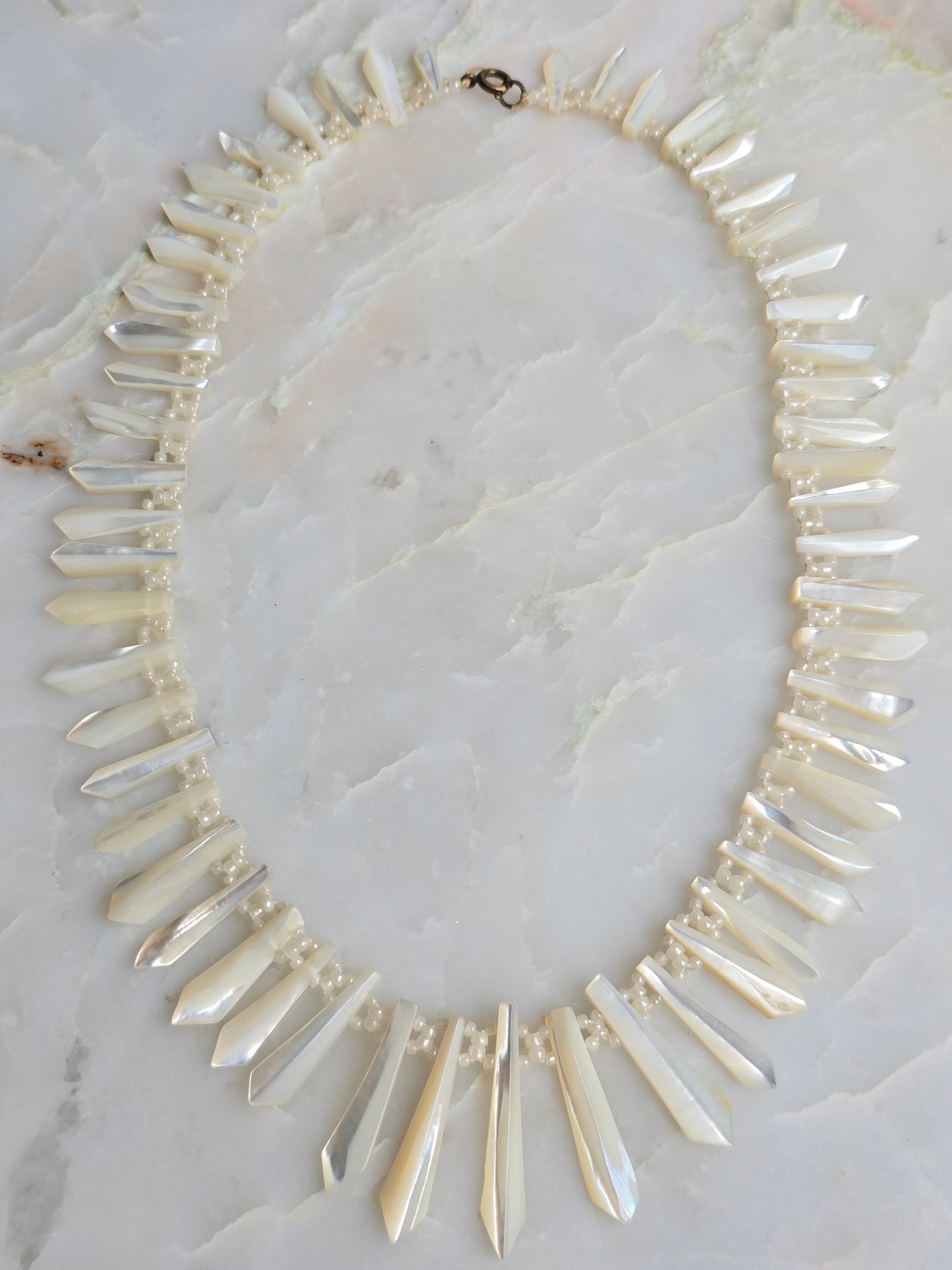 Antique Victorian Mother of Pearl "Pickets and Berries" Necklace