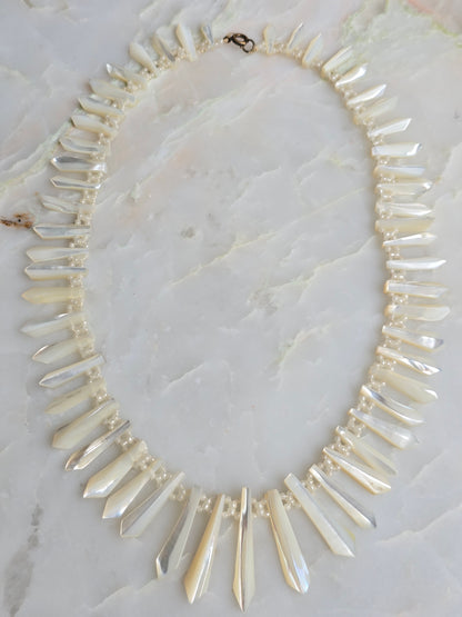 Antique Victorian Mother of Pearl "Pickets and Berries" Necklace