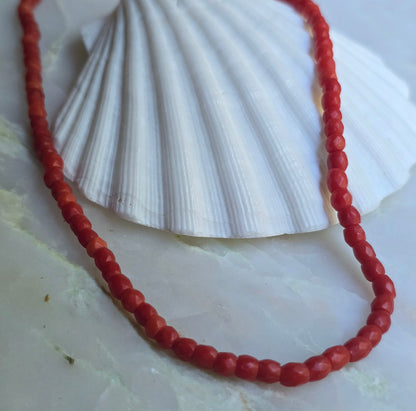Antique Victorian French Faceted Mediterranean Coral Necklace