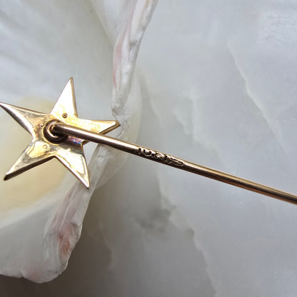 Antique Victorian Seed Pearl and Diamond Star Stickpin