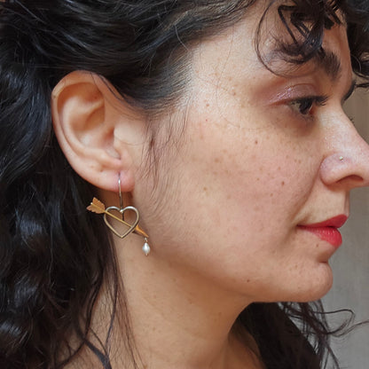 Cupid's Arrow Pearl Drop Earrings