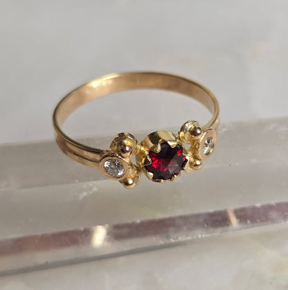Custom Ring for Jamie- Peony Bud Antique Bohemian Garnet Ring- Final Payment