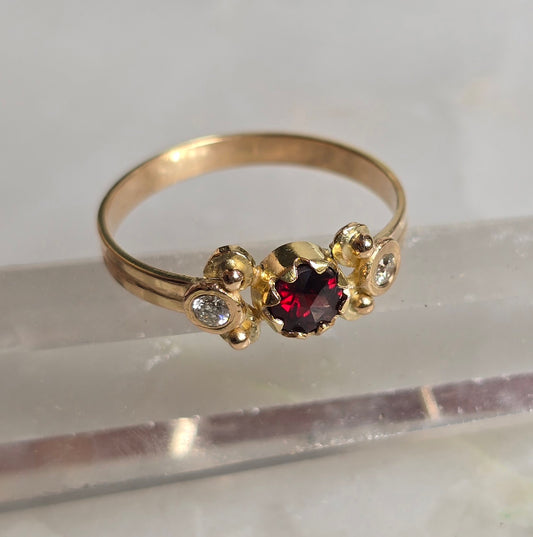 Custom Ring for Jamie- Peony Bud Antique Bohemian Garnet Ring- Final Payment