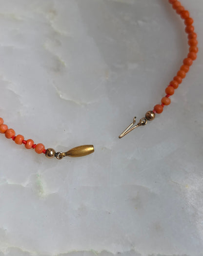 Antique Victorian Salmon Mediterranean Coral Graduated Bead Necklace