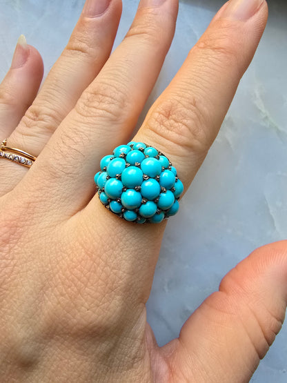 Antique Victorian Persian Turquoise Bombe Ring