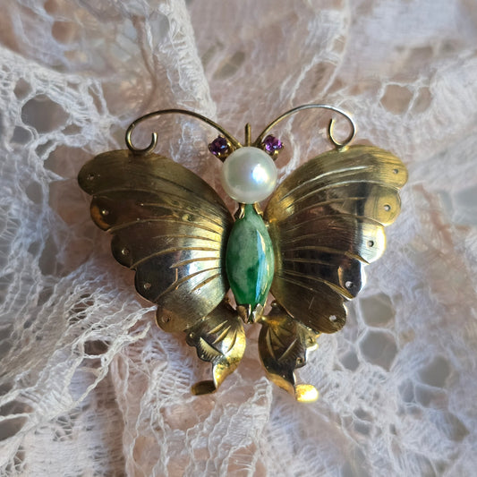 Vintage 20th Century 14k Gold Butterfly Pin