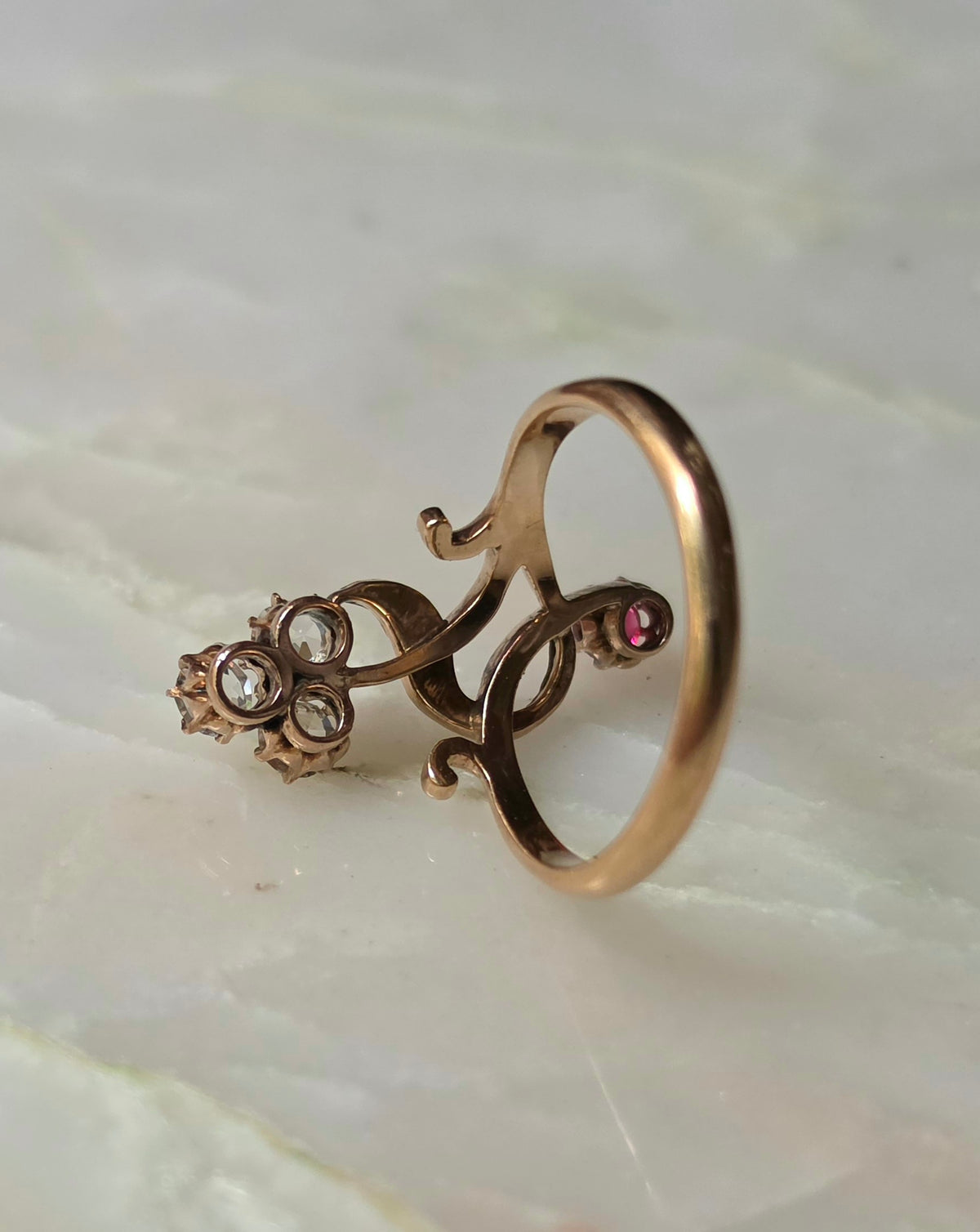 Antique Art Nouveau Two-Tone Gold Bypass Ring