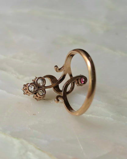 Antique Art Nouveau Two-Tone Gold Bypass Ring