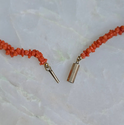 Antique Georgian/Regency Carved Coral "Rolling Pin" Necklace