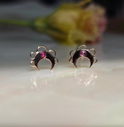Ruby Moon Lacy Crescent Studs