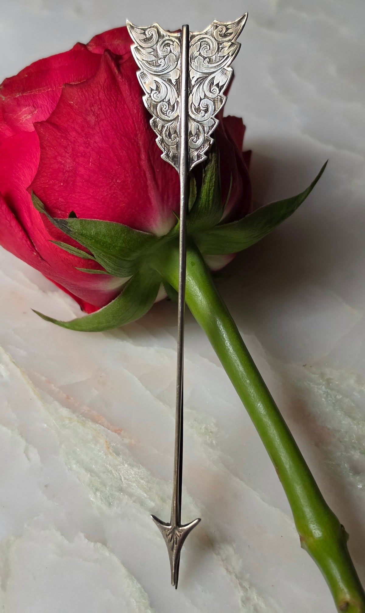 Antique Victorian Silver Cupid's Arrow Pin