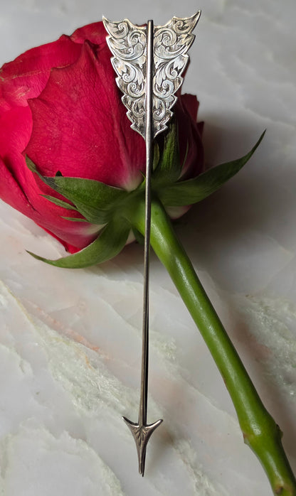 Antique Victorian Silver Cupid's Arrow Pin