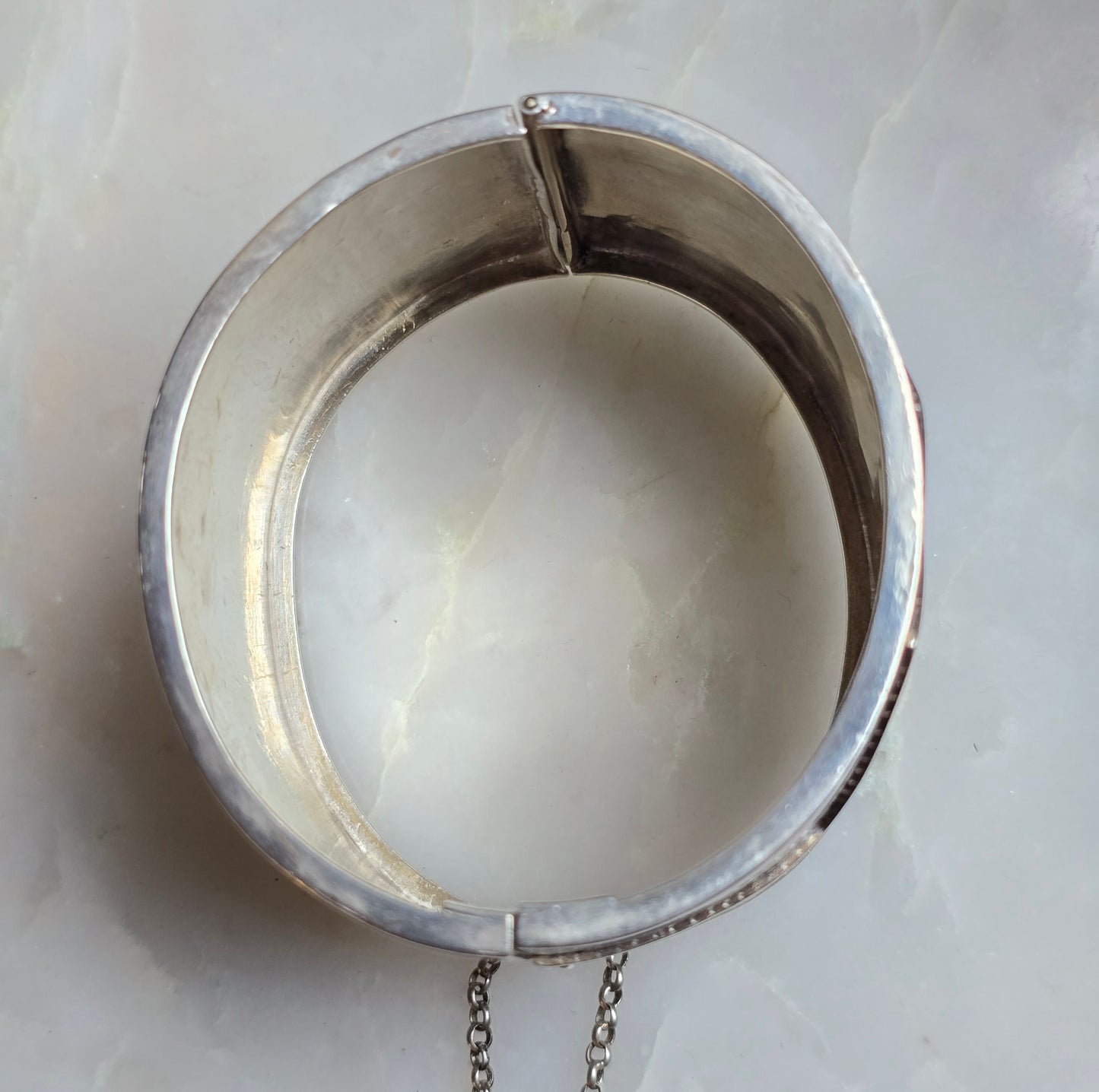 Antique Victorian Sterling Silver Engraved Aesthetic Movement Bangle