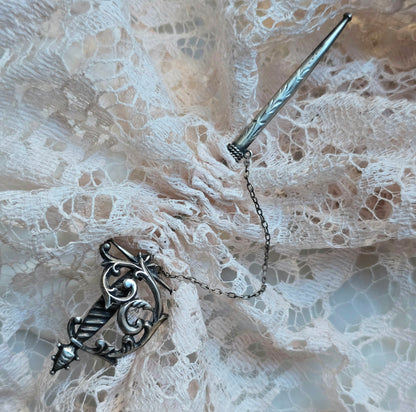 Antique Edwardian Sterling Silver Sword Jabot Pin