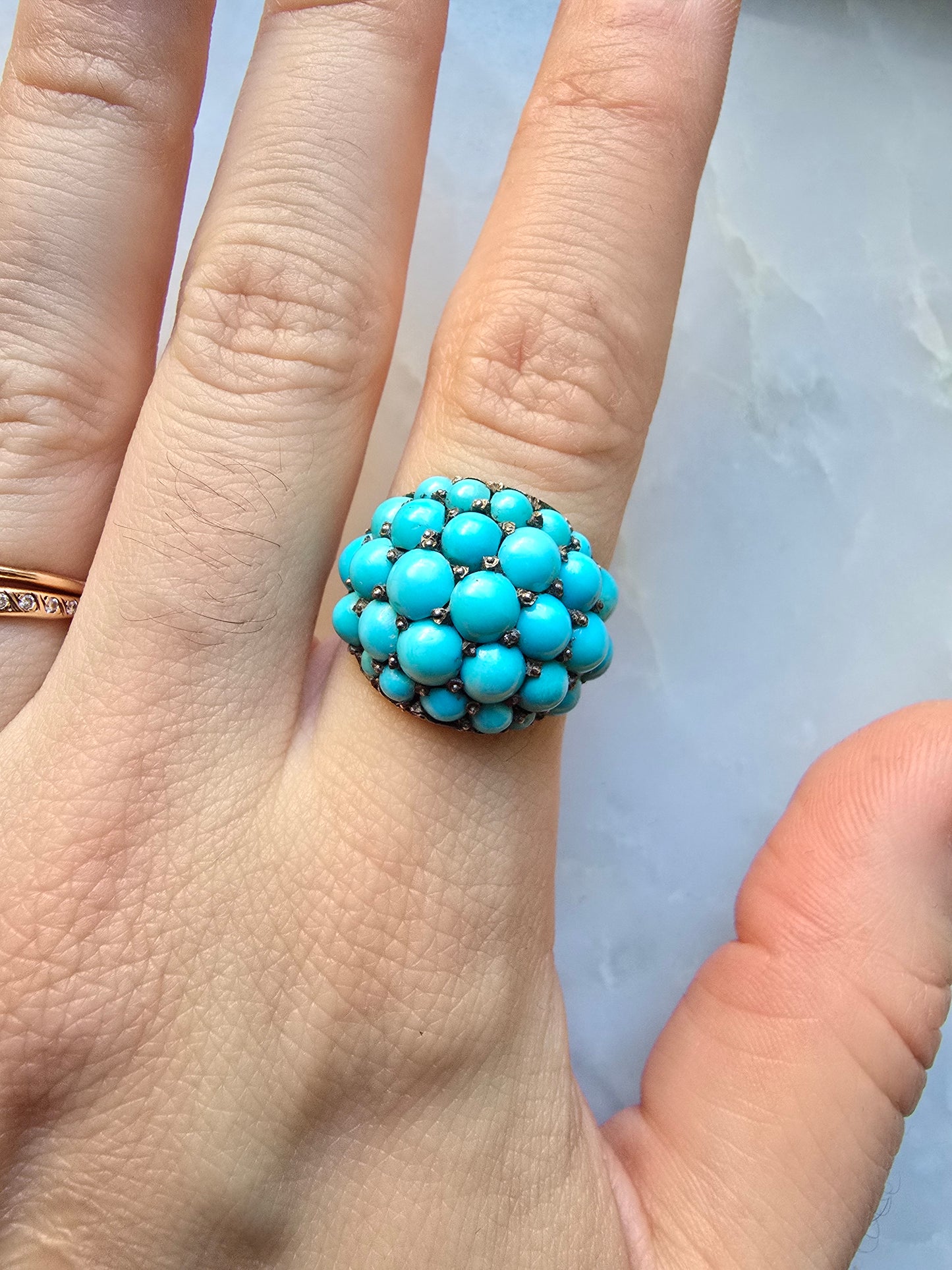 Antique Victorian Persian Turquoise Bombe Ring