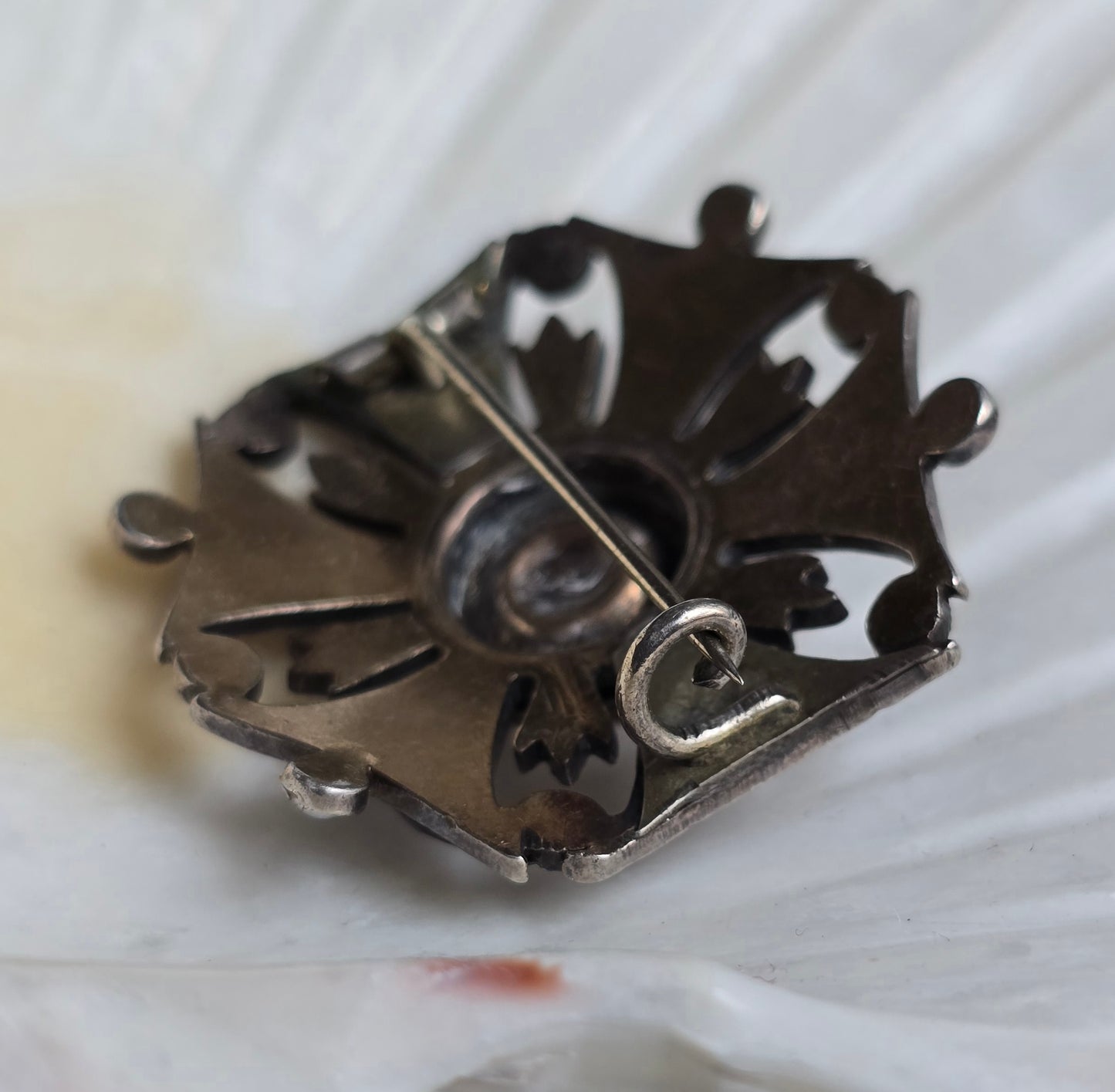 Antique Victorian Gothic Revival Bohemian Garnet and Pearl Pin