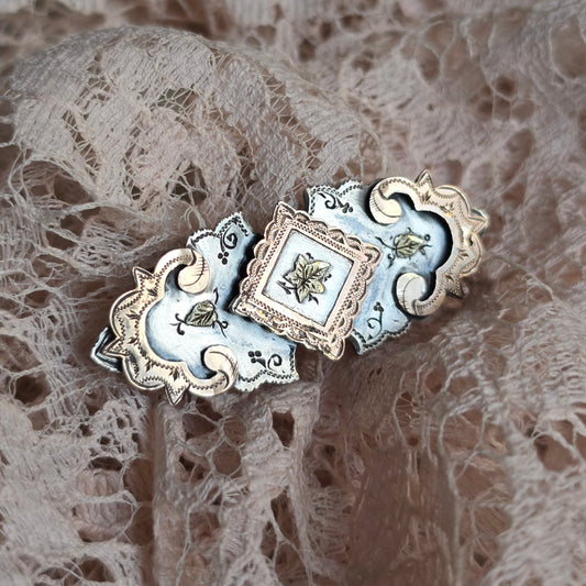 Antique Victorian Silver And Two Tone Gold Sweetheart Pin