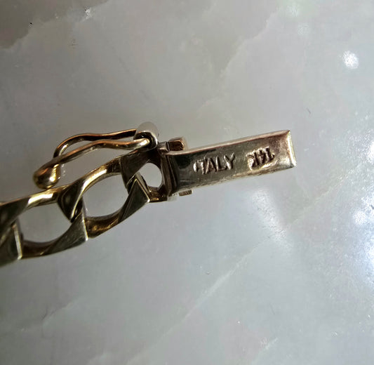 Vintage 1970s Chunky 14k Gold Italian Square Cuban Link Chain