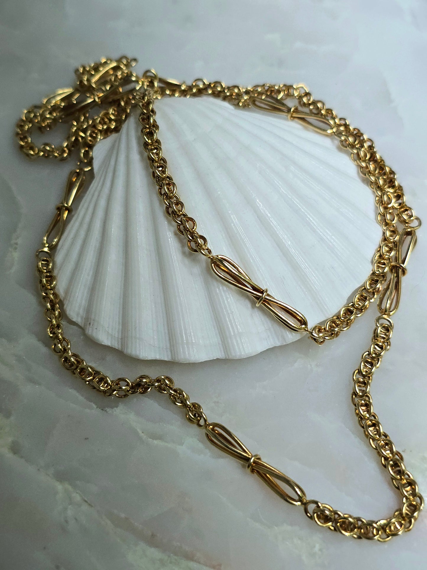 Antique Victorian 15k Gold Heavy Fancy Link Chain