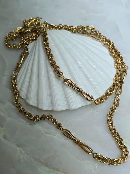 Antique Victorian 15k Gold Heavy Fancy Link Chain
