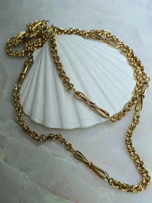 Antique Victorian 15k Gold Heavy Fancy Link Chain