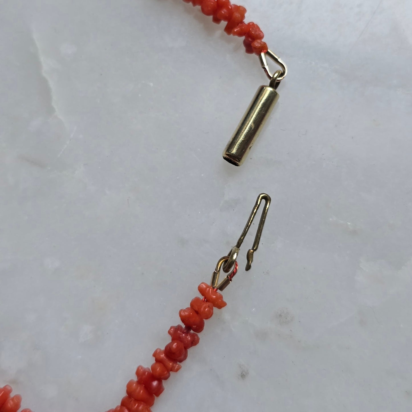 Antique Georgian "Rolling Pin" Carved Coral Necklace