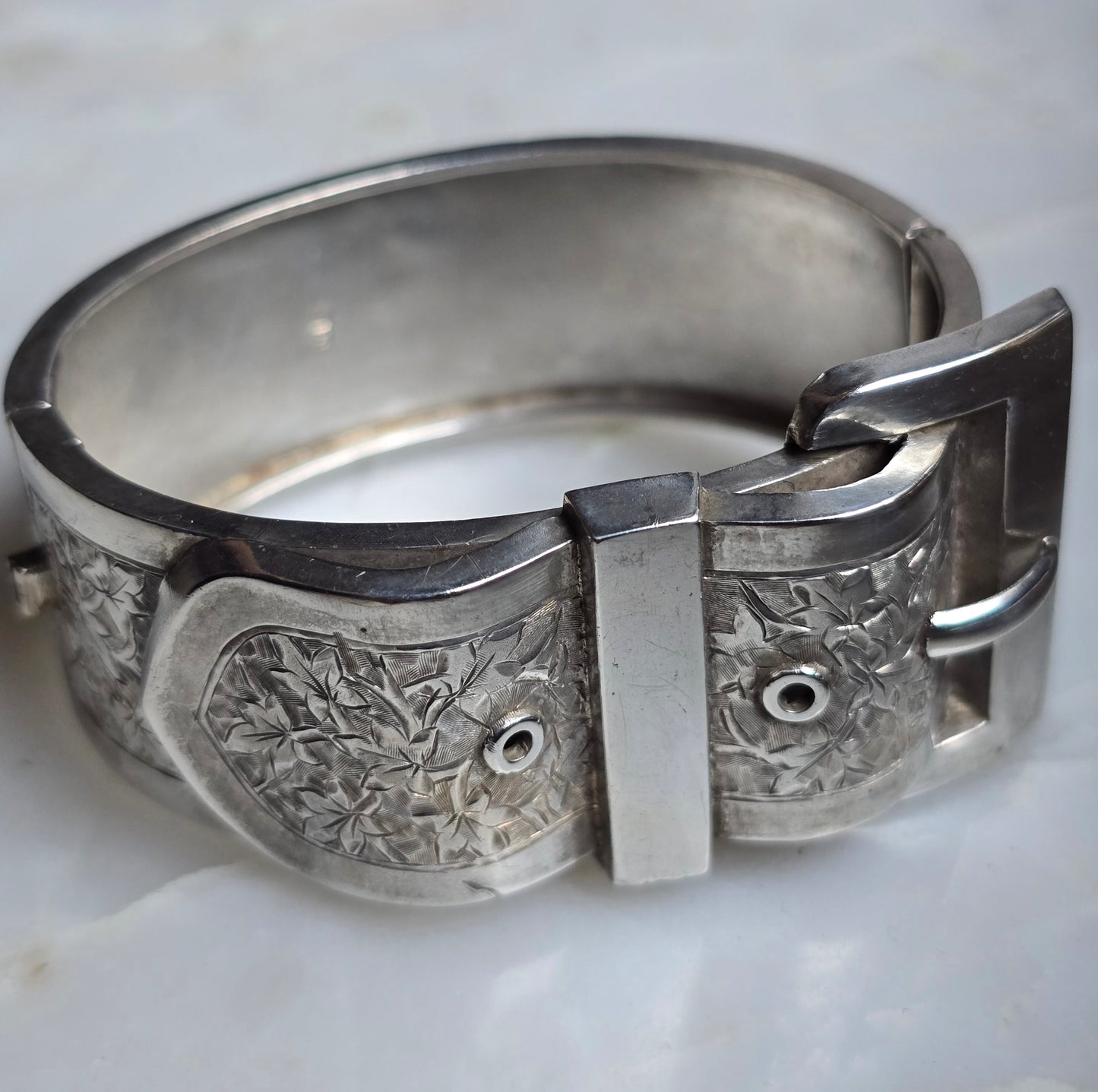 Antique Victorian Hinged Silver Buckle Bracelet