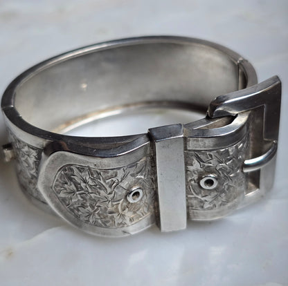 Antique Victorian Hinged Silver Buckle Bracelet