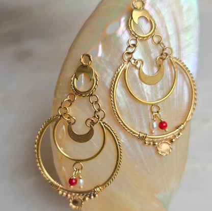 Etruscan Revival Crescent Earrings
