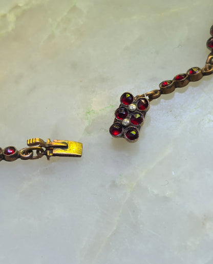 Antique Victorian Bohemian Garnet Swag Necklace