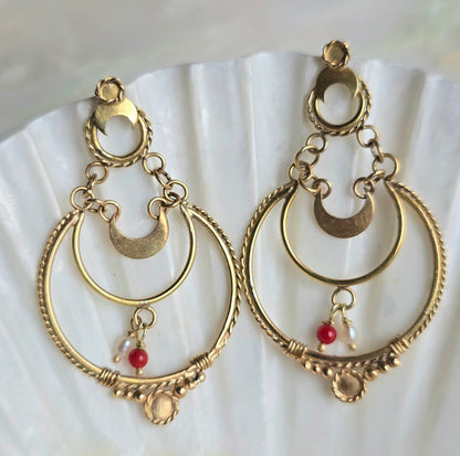 Etruscan Revival Crescent Earrings