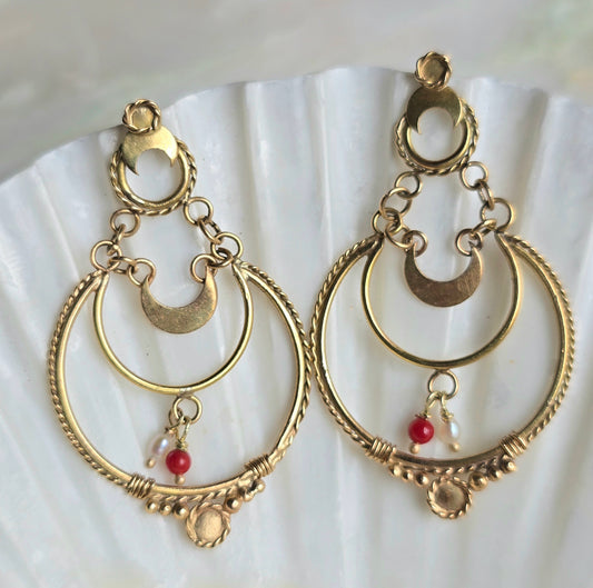 Etruscan Revival Crescent Earrings