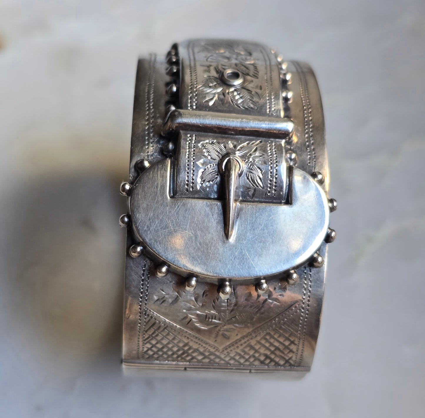 Antique Victorian Silver Buckle Bracelet