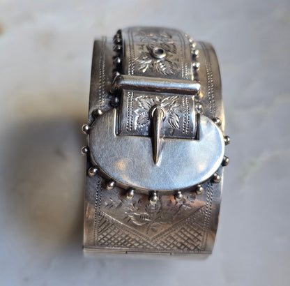 Antique Victorian Silver Buckle Bracelet