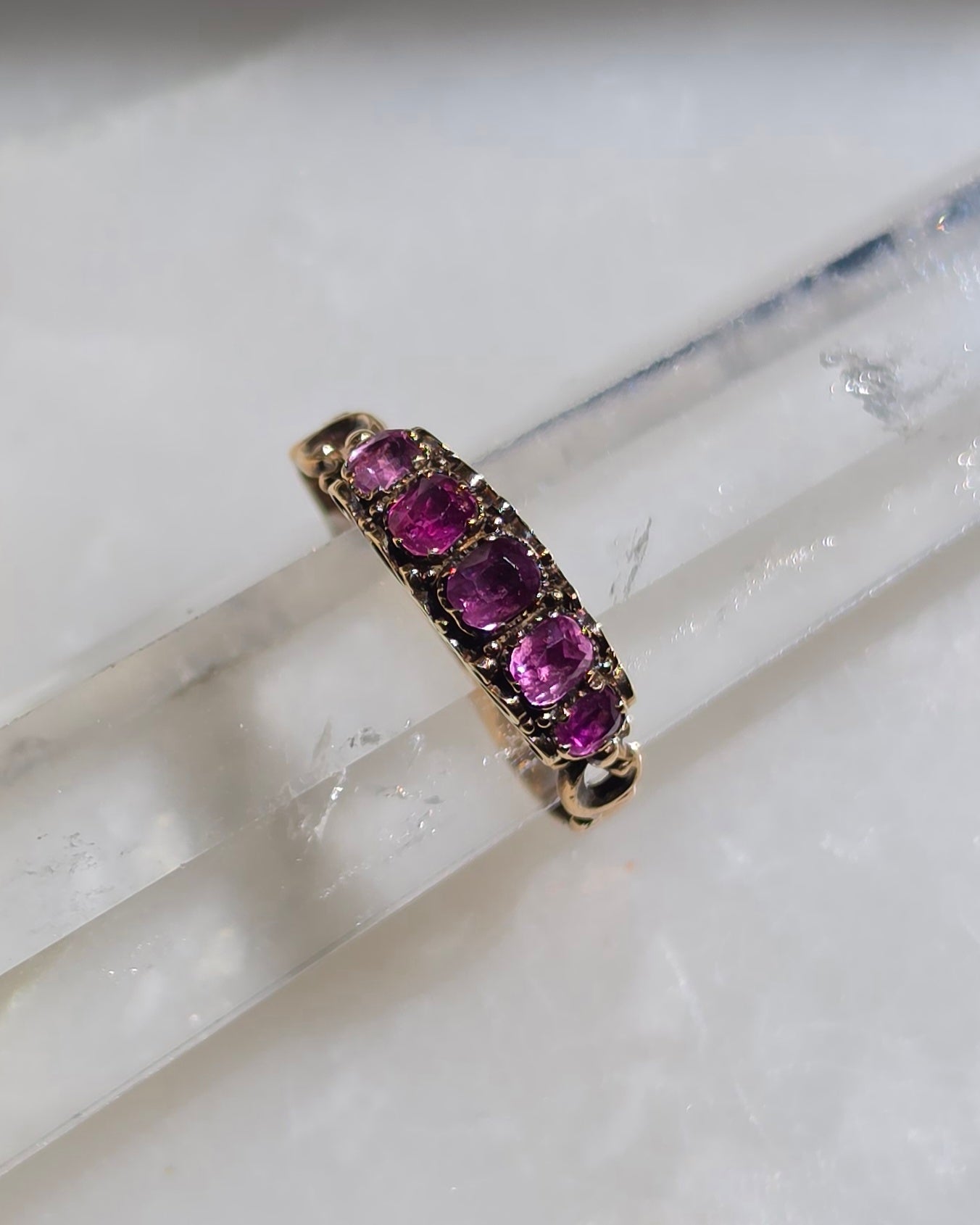 Antique Georgian 5 Stone Ruby Ring