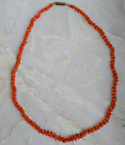 Antique Georgian/Regency Carved Coral "Rolling Pin" Necklace
