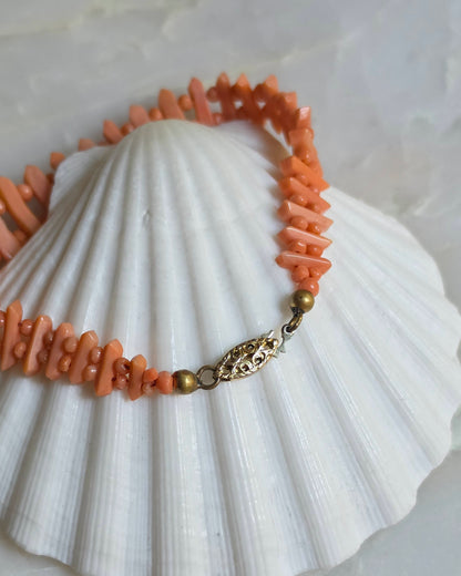 Antique Salmon Coral Pickets and Berries Bracelet