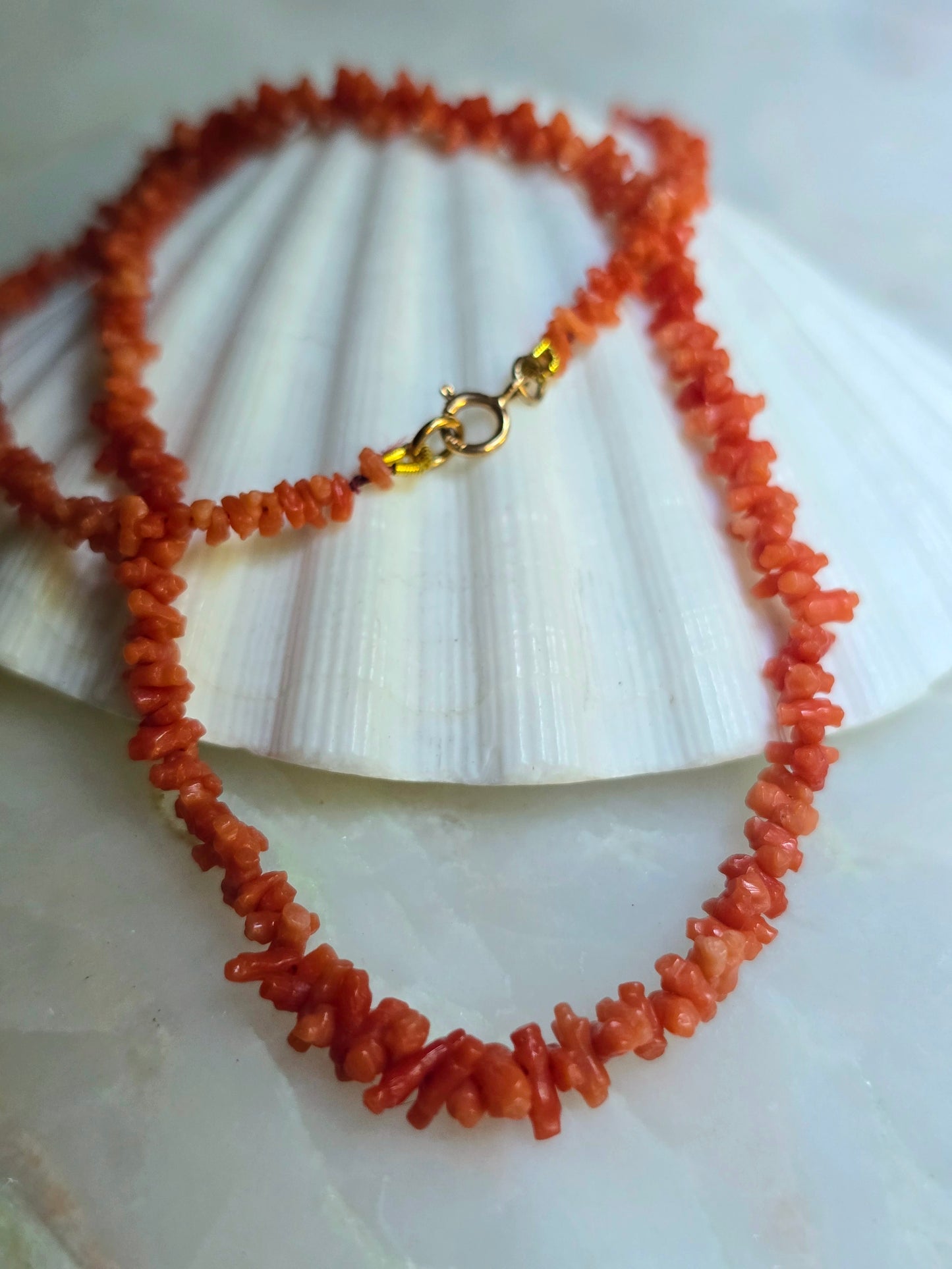 Antique Georgian Petite Carved Mediterranean Coral Rolling Pin Necklace