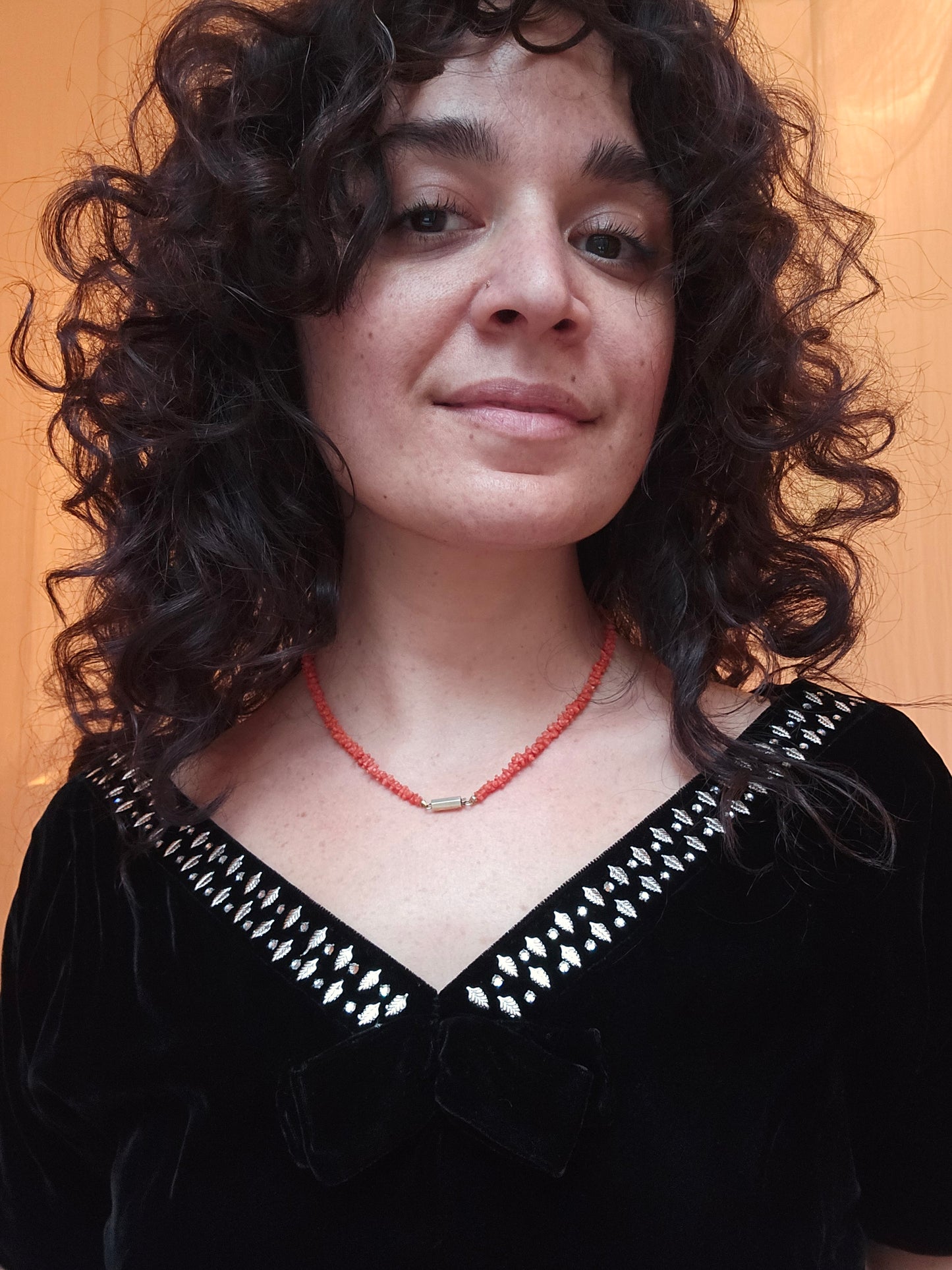 Antique Georgian/Regency Carved Coral "Rolling Pin" Necklace