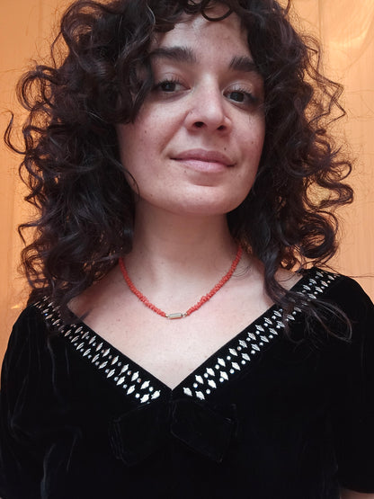 Antique Georgian/Regency Carved Coral "Rolling Pin" Necklace