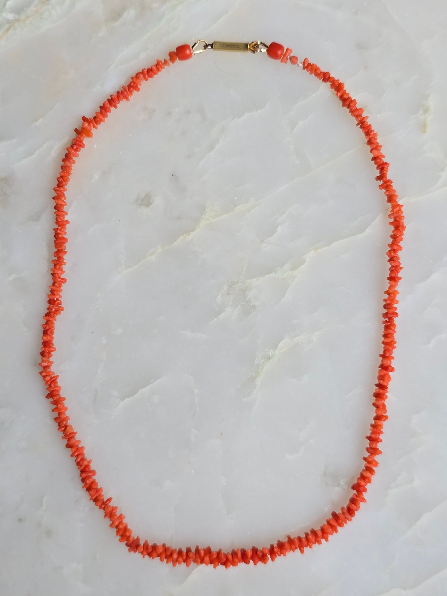 Antique Georgian Coral "Rolling Pin" Bead Necklace