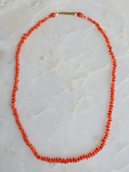 Antique Georgian Coral "Rolling Pin" Bead Necklace