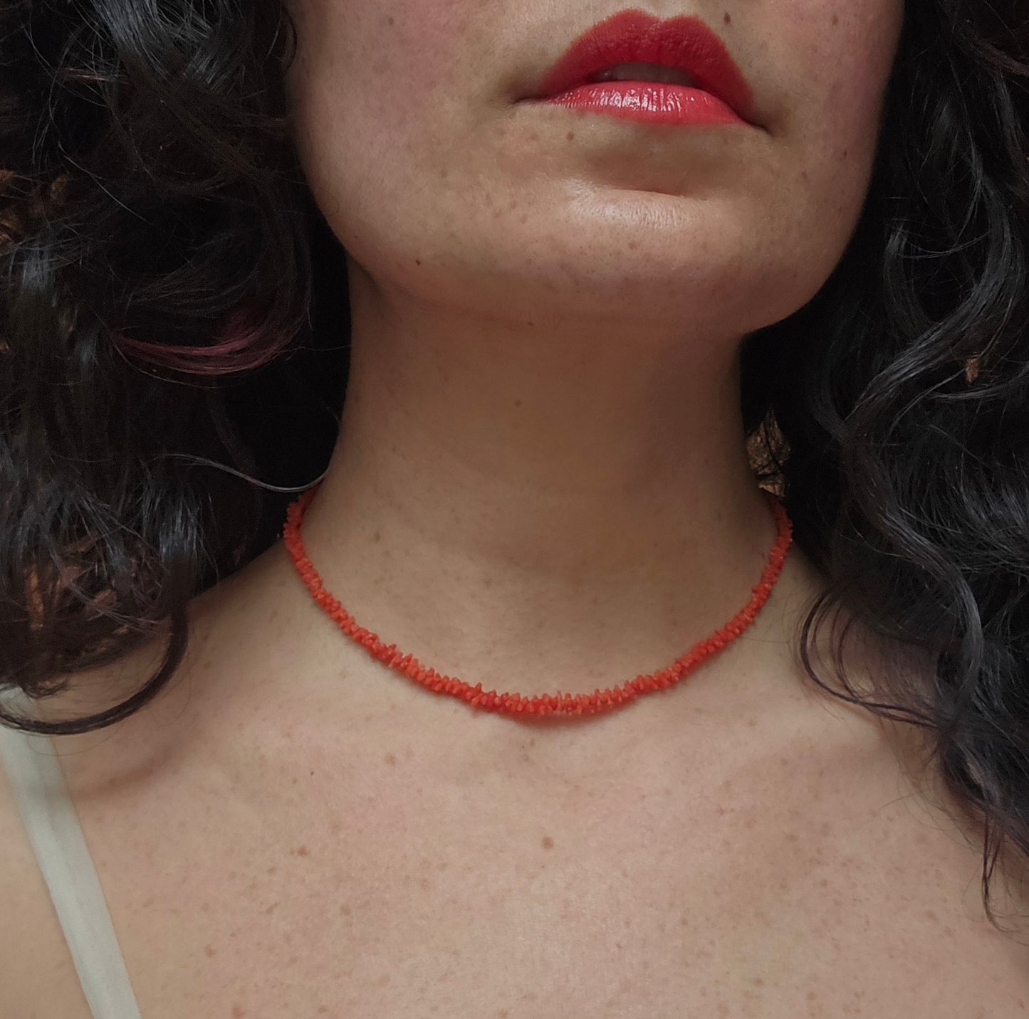 Antique Georgian Coral "Rolling Pin" Bead Necklace