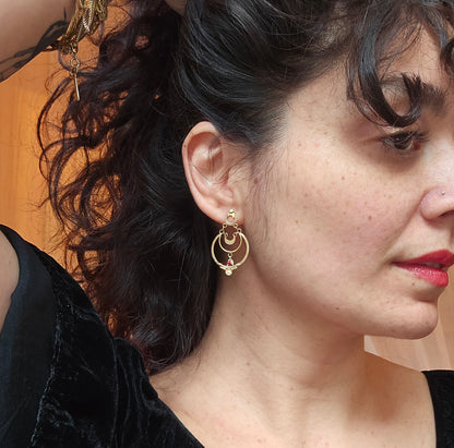 Etruscan Revival Crescent Earrings