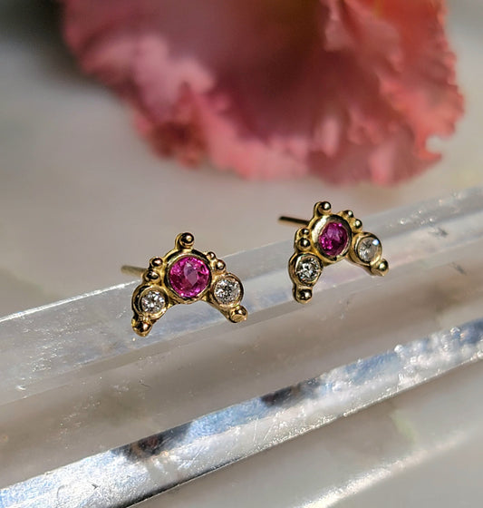 Ruby Lace Crescent Earrings