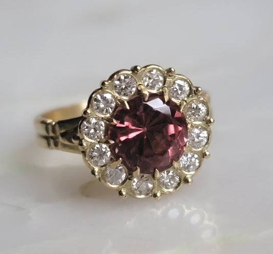 Sybil Mahenge Garnet and Diamond Cluster Ring